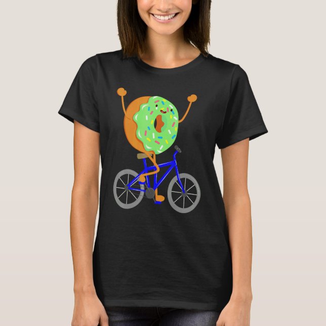 Donut Bike Wheels Bicycle Cyclist Food  Cycling Th T-Shirt (Front)