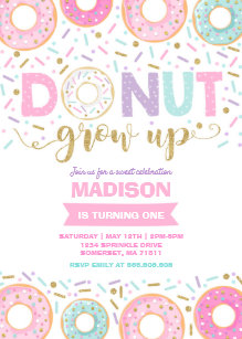 Donut Grow Up Party Invitations Announcements Zazzle Uk