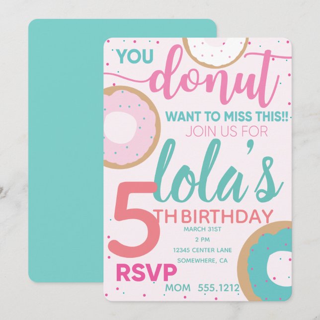 DONUT BIRTHDAY INVITE (Front/Back)