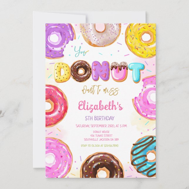 Donut Birthday Party Invitation (Front)