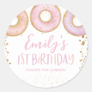 Donut Birthday Thank You Stickers 1st Birthday