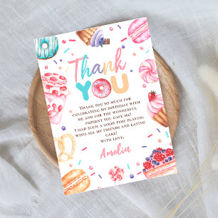 Donut Candy Girl Birthday Photo Thank You Card