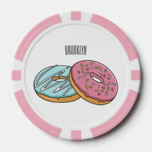 Donut cartoon illustration poker chips