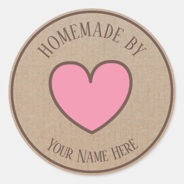 Donut Cookie Cake Heart Homemade By Vintage Craft Classic Round Sticker (Front)