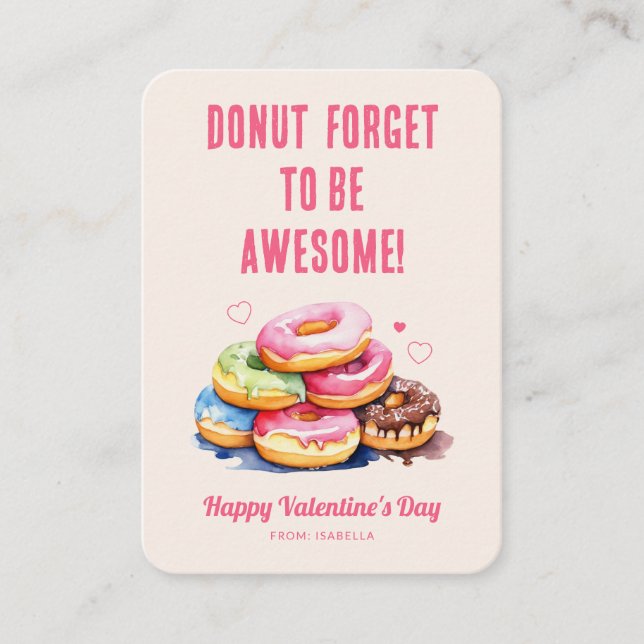 Donut Forget to Be Awesome Kids Valentine Card (Front)