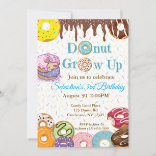 "Donut Grow Up" Donut Birthday Invitation