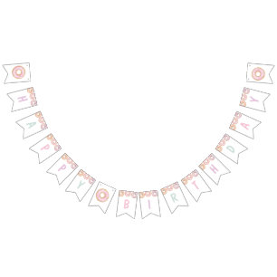 Donut Happy Birthday Bunting Banner Aqua