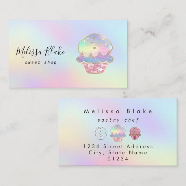 donut logo pastel colors background business card (Front/Back)