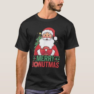 Donut Lover Christmas Pajamas Santa Claus Xmas Hol T-Shirt