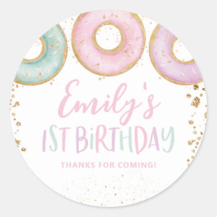 Donut Party Thank You Sticker 1st Birthday Party