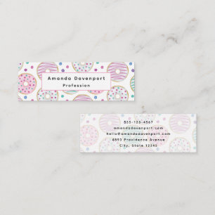 Donut Pattern Cute Colorful Mini Business Card