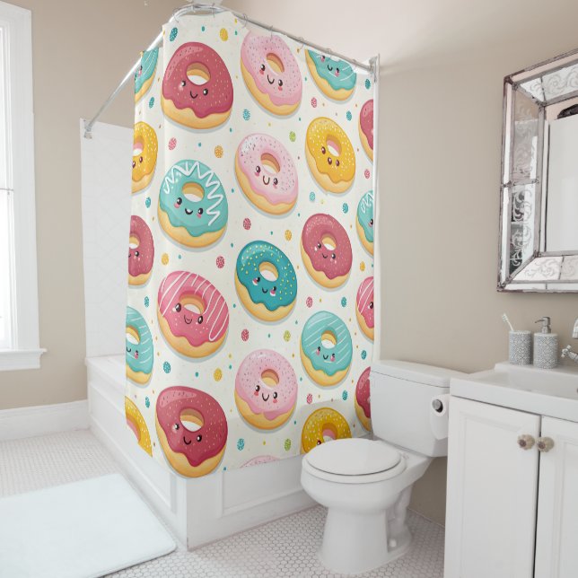 Donut Pattern Shower Curtain (In Situ)
