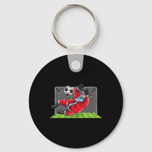 Donut Playing Soccer Funny Sports Trendy Retro Cut Key Ring