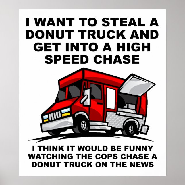 Donut Police Chase Funny Poster (Front)