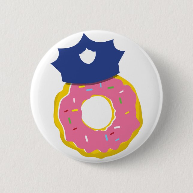 donut police officers hat 6 cm round badge (Front)