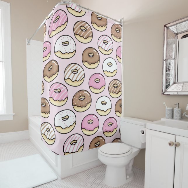 Donut seamless pattern shower curtain (In Situ)