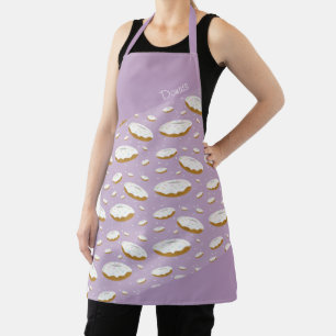 Donut Sprinkles Purple White Smiling Food Pattern Apron