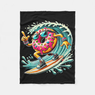 Donut Surfing Surfer Donut Lover Surfboarder Fleece Blanket