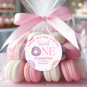 Donut Sweet One Birthday Party Donut Birthday Classic Round Sticker