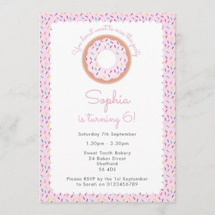 Donut themed birthday party invitation