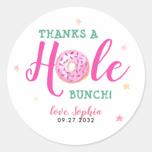 Donut Watercolor Thanks A Hole Bunch Thank You Classic Round Sticker