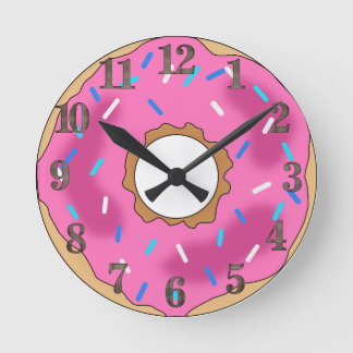 Donut with glaze and straw round clock