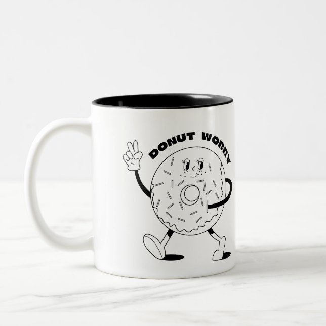 Donut Worry Two-Tone Coffee Mug (Left)