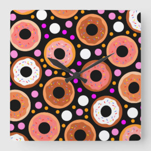 DONUTS 26 SQUARE WALL CLOCK