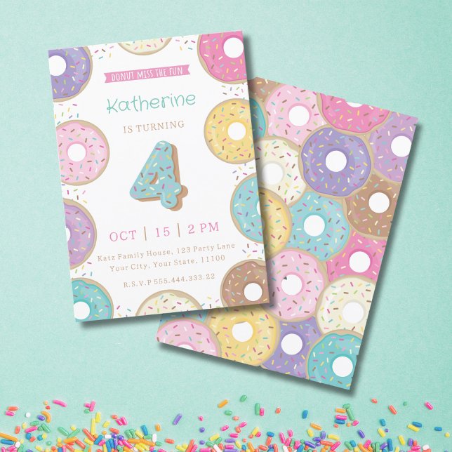 DONUTS 4TH Birthday Invitation (Creator Uploaded)