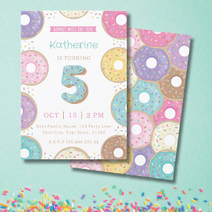 DONUTS 5TH Birthday Invitation