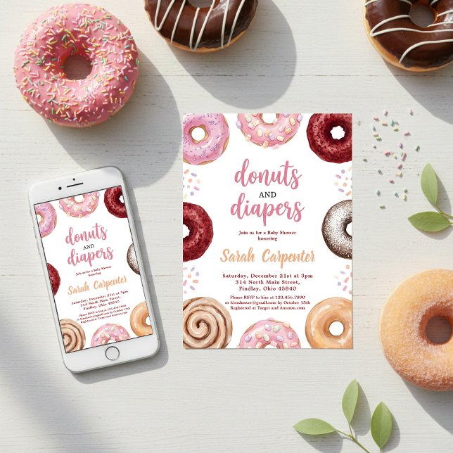 Donuts and Diapers Baby Shower Sprinkle Pastel Invitation (Creator Uploaded)