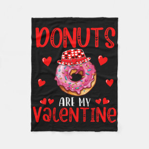 Donuts Are My Valentine Food Lover Kids Family Cut Fleece Blanket