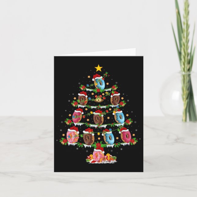 Donuts Christmas Tree Lights Funny Fast Food Donut Card (Front)