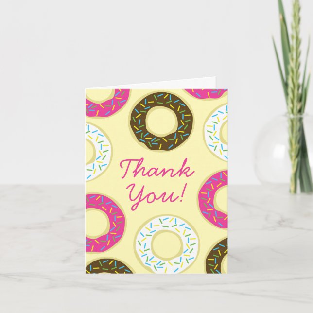 Donuts Cute Kid's Thank You Stationary Donut Note Card (Front)