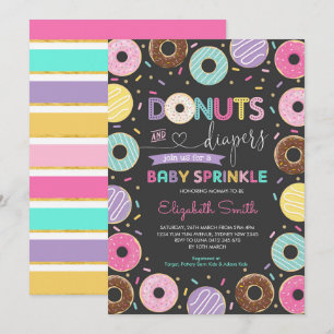 Donuts & Diapers   Sweet Doughnuts Baby Sprinkle Invitation