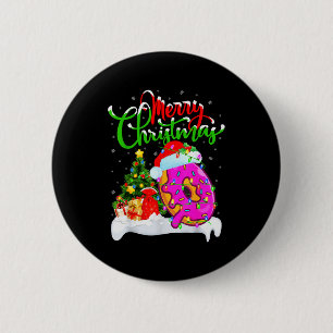 Donuts Food Lover Xmas Decorations Santa Donuts Ch 6 Cm Round Badge