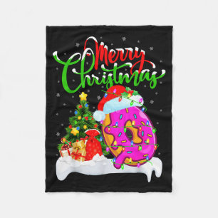 Donuts Food Lover Xmas Decorations Santa Donuts Ch Fleece Blanket