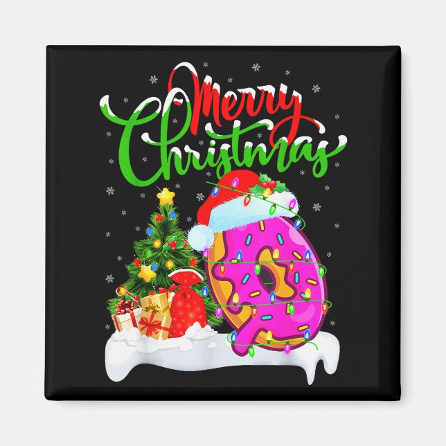 Donuts Food Lover Xmas Decorations Santa Donuts Ch Magnet (Front)