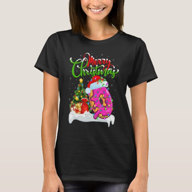 Donuts Food   Xmas Decorations Santa Donuts Christ T-Shirt (Front)