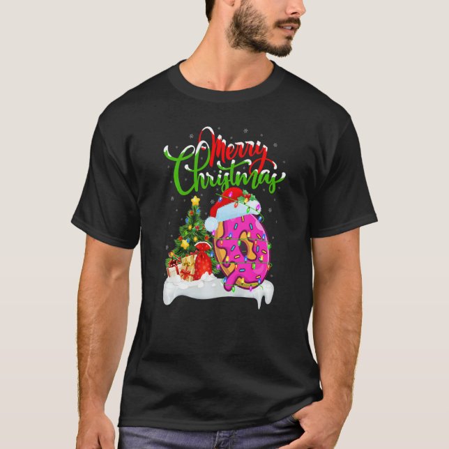 Donuts Food  Xmas Decorations Santa Donuts Christm T-Shirt (Front)