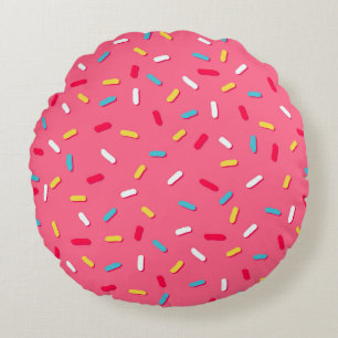 Donut's glaze seamless pattern, pink background, t round cushion