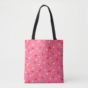 Donut's glaze seamless pattern, pink background, t tote bag