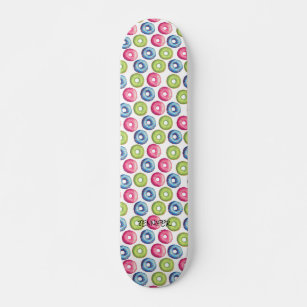 Donuts & Name or Text White Skateboard
