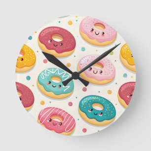 Donuts Pattern Round Clock
