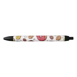 Donuts seamless pattern black ink pen