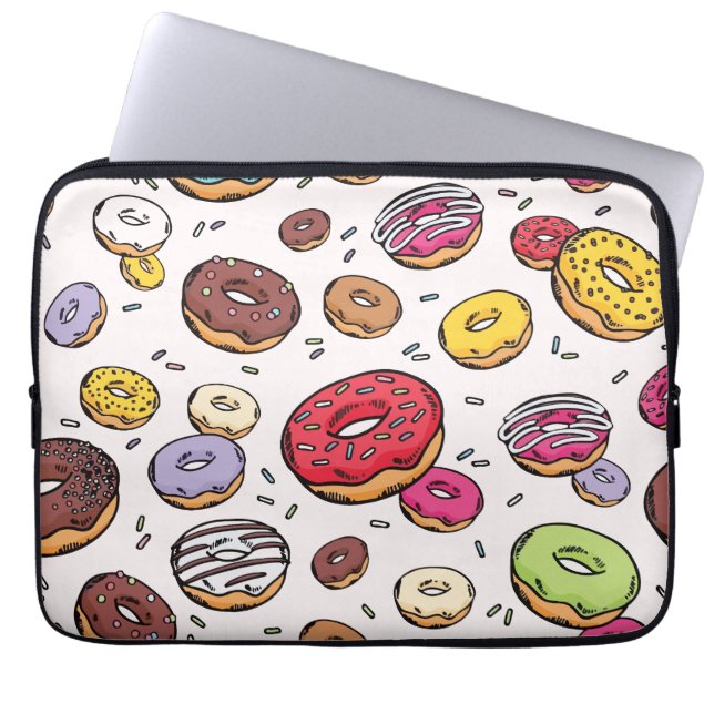 Donuts seamless pattern laptop sleeve (Front)
