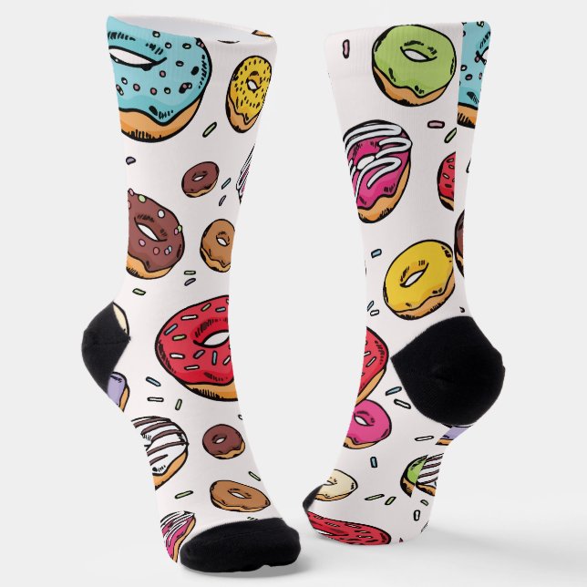 Donuts seamless pattern socks (Angled)