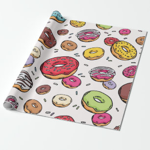 Donuts seamless pattern wrapping paper
