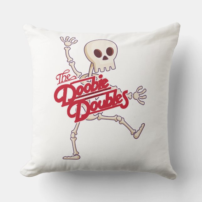 Doobie Doubles Dancing Skeleton Throw Pillow (Front)