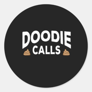 Doodie Calls Plumber Doggy Doo Septic Pumper Truck Classic Round Sticker